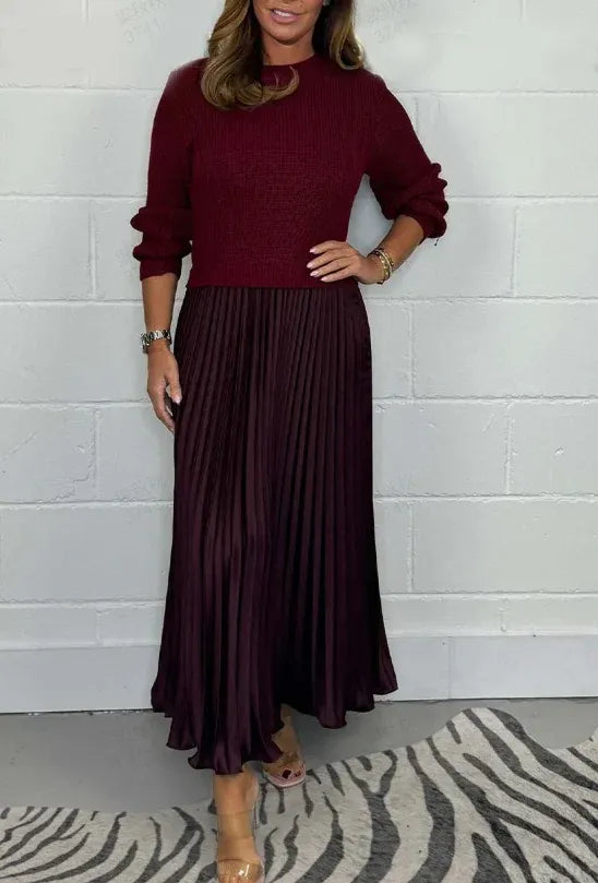 CAMILLA – MAXI DRESS WITH SWEATER & PLEATED SKIRT