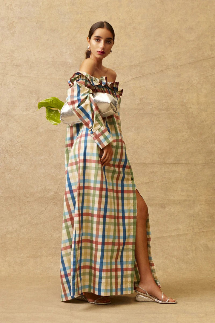 Off-Shoulder Ruffle Maxi Dress