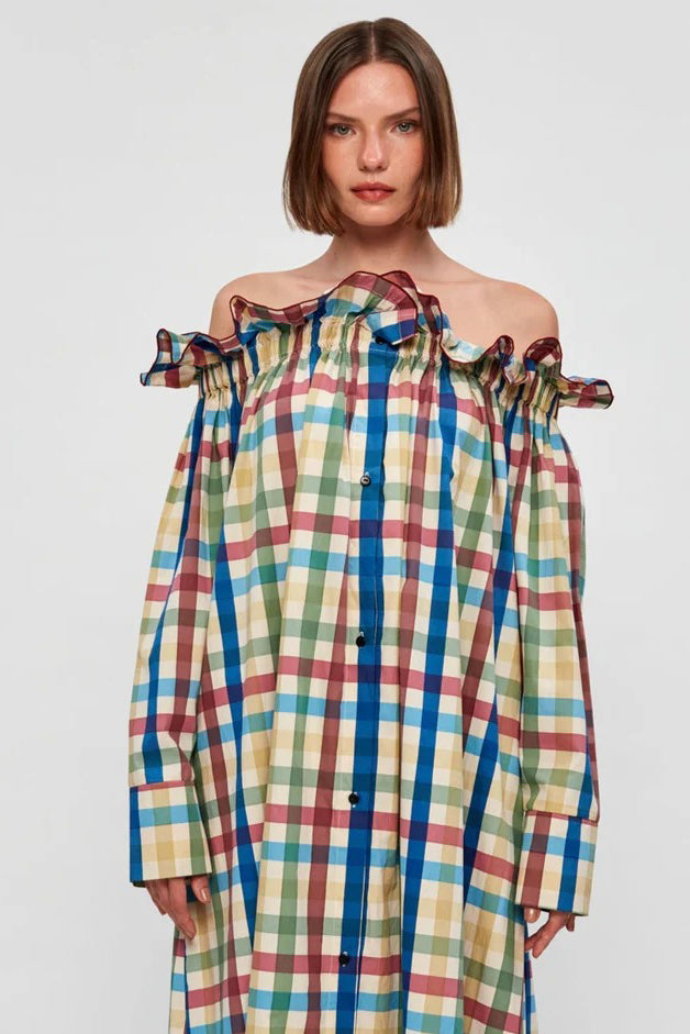 Off-Shoulder Ruffle Maxi Dress