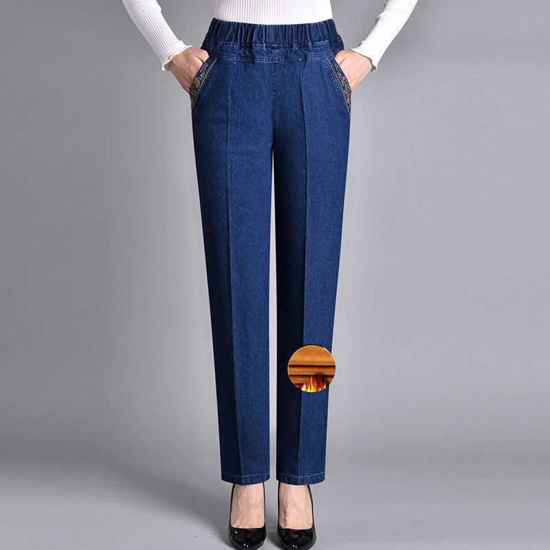 Olivia | Women's Jeans with Side Pockets and Elastic Waist