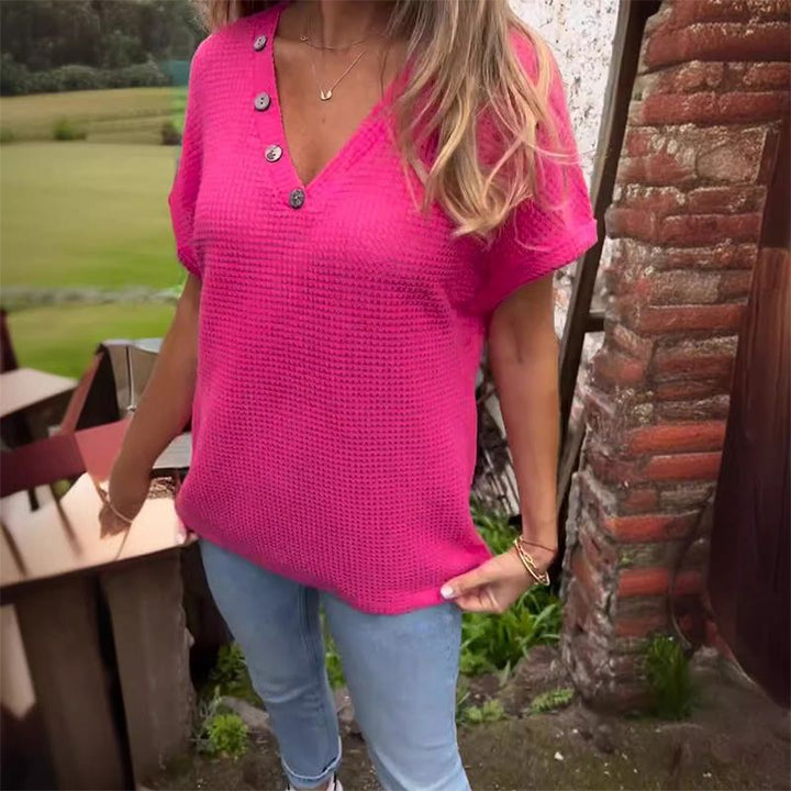 Lindse™ | Elegant Short Sleeve V-Neck Top