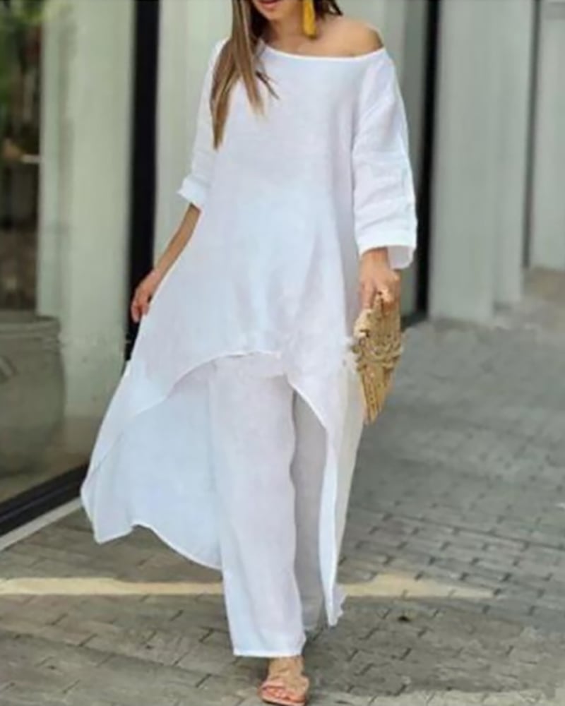 LYSAVINE – NATURAL LINEN TAILORED SET FOR WOMEN